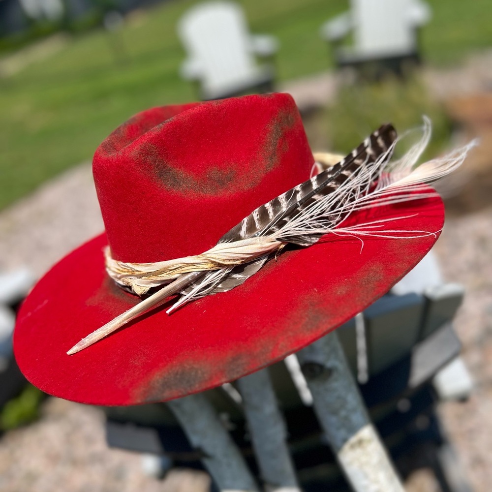 Red “burnt” Felt Cowboy Hat